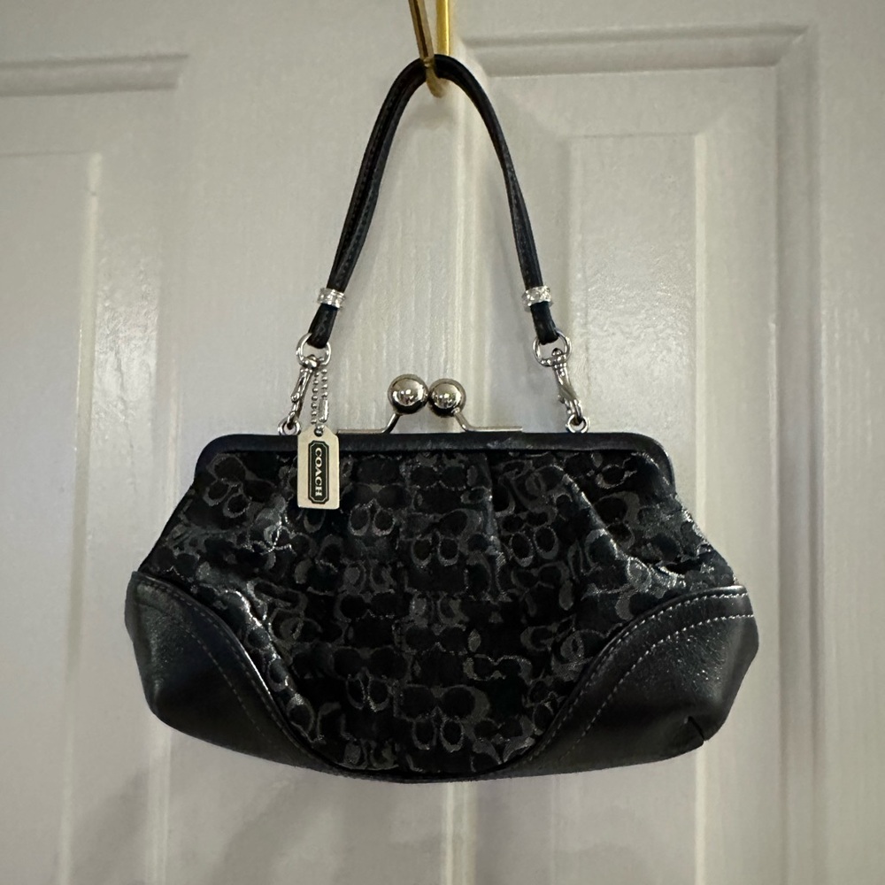 Coach Black Clutch with Silver Accents